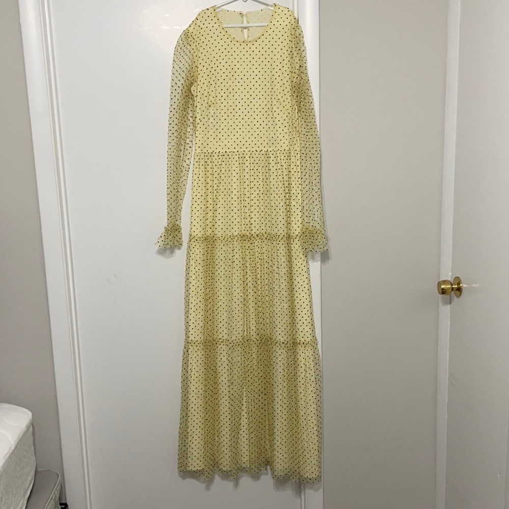 Philosophy Di Lorenzo Serafini yellow and black lace gown
